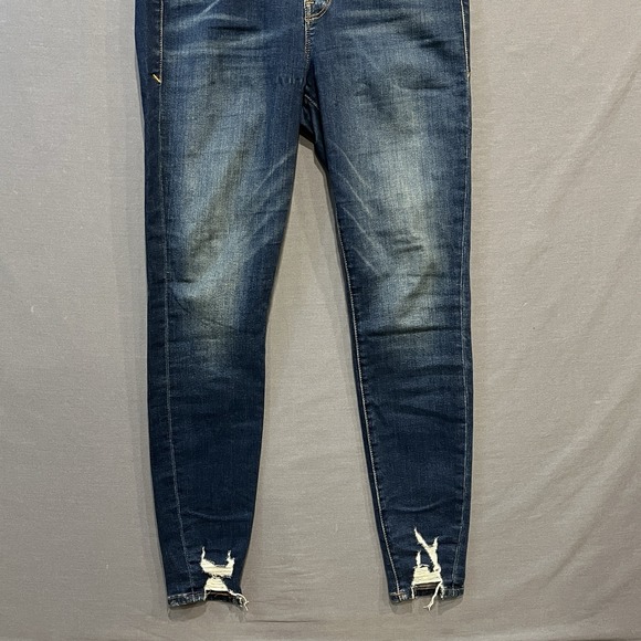 Good American Tapered Leg Skinny Jeans Women's 8/29 Blue High Rise Distressed - Picture 3 of 12